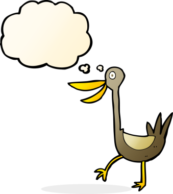 Bir insan tarafından çizilmiş düşünce balonlu komik çizgi film ördeği