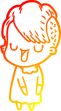 Hipster saç kesimi bir insan tarafından çizilmiş güzel bir çizgi film kızı çizimi.