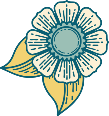 Bir insan tarafından çizilmiş bir çiçeğin ikonik dövme şekli