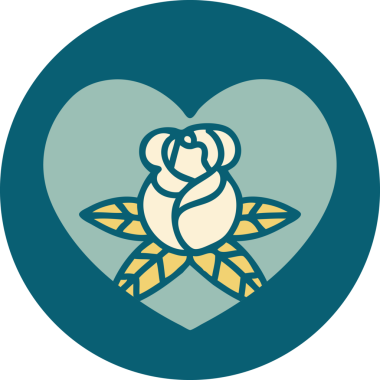 Bir insan tarafından çizilmiş kalp ve çiçeklerin ikonik dövme şekli