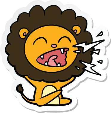 Bir insan tarafından çizilmiş kükreyen aslanın çıkartması.