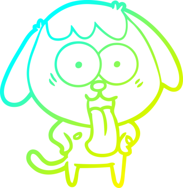 Bir insan tarafından çizilmiş şirin bir çizgi köpeğin soğuk gradyan çizgisi.