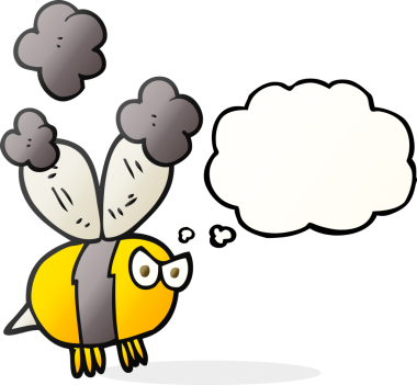 Serbest çizim düşünce balonu karikatürü kızgın arı bir insan tarafından çizildi