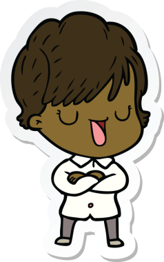 Bir insan tarafından çizilmiş bir karikatür kadının çıkartması.