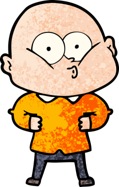 Bir insan tarafından çizilmiş kel bir adam.