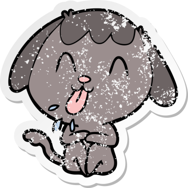 Bir insan tarafından çizilmiş şirin bir köpeğin sıkıntılı çıkartması.