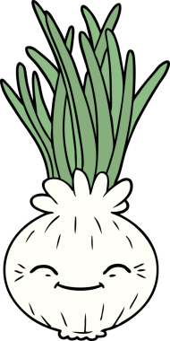 Bir insan tarafından çizilmiş karikatür soğanı.