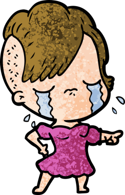 Bir insan tarafından çizilmiş ağlayan bir kız.