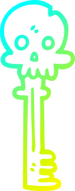 Soğuk gradyan çizgi çizimi bir insan tarafından çizilmiş ürkütücü kafatası anahtarı.