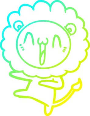 Bir insan tarafından çizilmiş mutlu çizgi film aslanı çizimi.