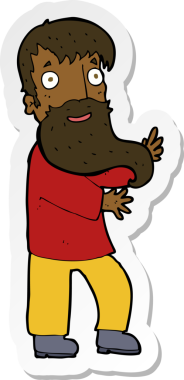 Bir insan tarafından çizilmiş heyecanlı sakallı bir adamın çıkartması.