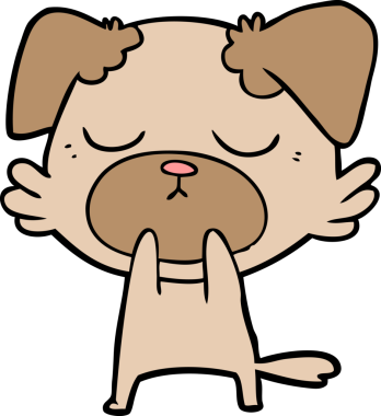 Bir insan tarafından çizilmiş şirin bir çizgi film köpeği.