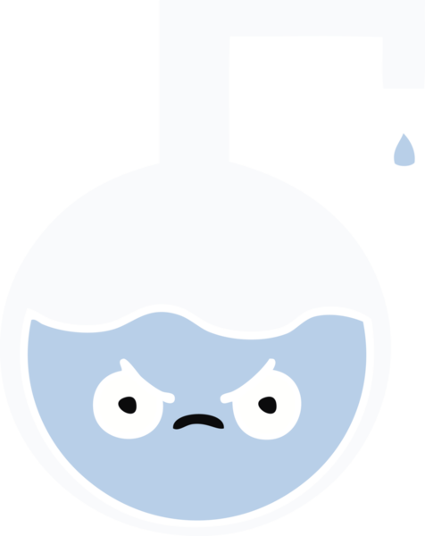 Bir insan tarafından çizilmiş bir bilim deneyinin düz renkli retro karikatürü