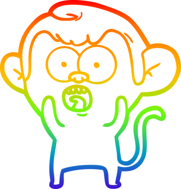 gökkuşağı gradyan çizgi çizimi bir insan tarafından çizilmiş bir maymun tarafından şok edildi