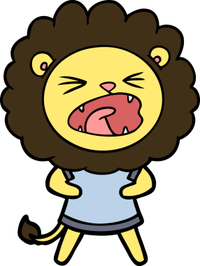 Bir insan tarafından çizilmiş çizgi film aslanı.