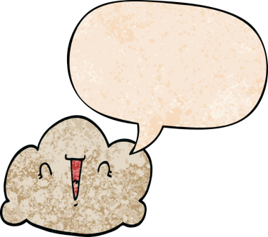 Konuşma baloncuğu olan karikatür bulutu insan tarafından çizilmiş retro doku.