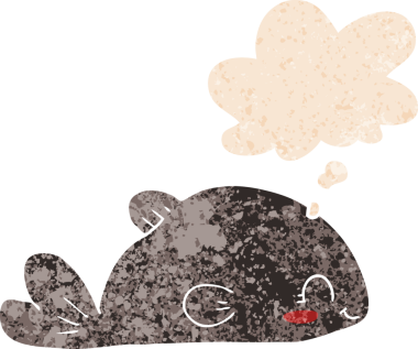 Düşünce baloncuğu ve grunge ile çizgi film balığı bir insan tarafından çizilmiş tedirgin geçmiş dokuya