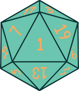 Retro Dövme Biçimi Doğal 1D20 zar bir insan tarafından çizildi