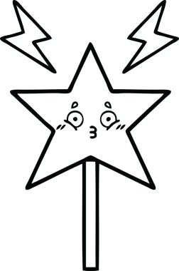 Bir insan tarafından çizilmiş sihirli bir değnek çizimi.