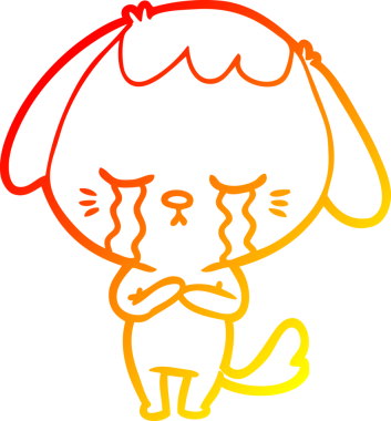 Bir insan tarafından çizilmiş, ağlayan bir köpeğin sıcak çizgi çizgisi.