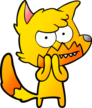 Bir insan tarafından çizilmiş tilki çizgi film karakteri