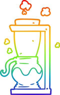 Bir insan tarafından çizilmiş çizgi film filtresi kahve makinesinin gradyan çizimi.