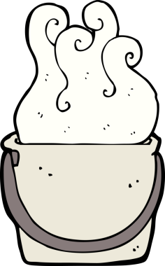 Bir insan tarafından çizilmiş çizgi film kovası.