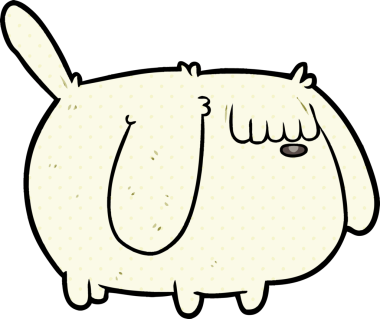 Bir insan tarafından çizilmiş komik bir çizgi film köpeği.