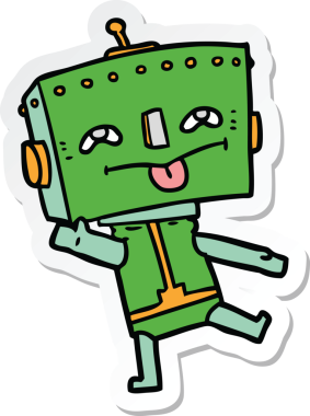 Bir insan tarafından çizilmiş robot karikatür çıkartması.