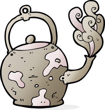 Bir insan tarafından çizilmiş eski bir çay demliği.