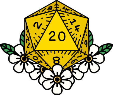 bir insan tarafından çizilmiş geleneksel bir d20 dövmesi