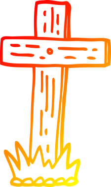 Bir insan tarafından çizilen ahşap haçın sıcak eğimli çizgisi.