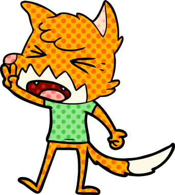 Bir insan tarafından çizilmiş kızgın çizgi film tilkisi.