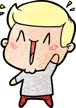 Bir insan tarafından çizilmiş heyecanlı bir çizgi film.