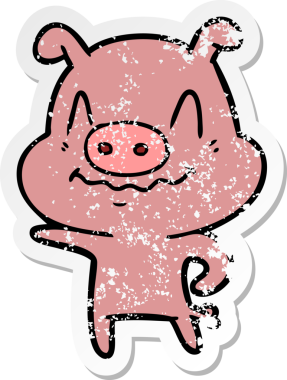 Bir insan tarafından çizilmiş sinirli bir domuzun sıkıntılı çıkartması.