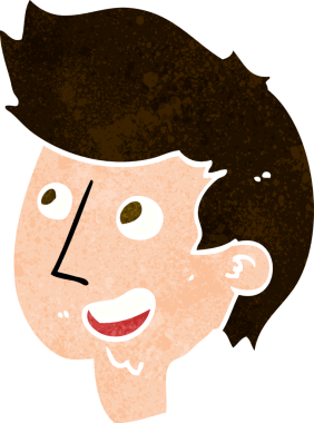 Bir insan tarafından çizilmiş mutlu çocuk yüzü.