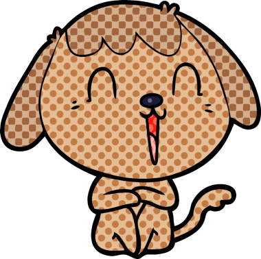 Bir insan tarafından çizilmiş şirin bir çizgi film köpeği.