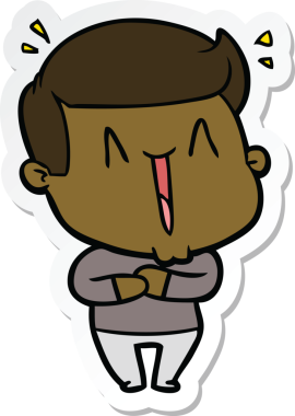 Bir insan tarafından çizilmiş heyecanlı bir adamın çıkartması.