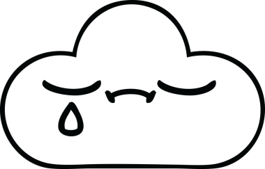 Bir insan tarafından çizilmiş hüzünlü bir bulutun çizgi çizimi