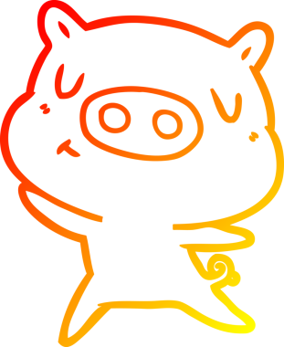 Bir insan tarafından çizilen çizgi film içerikli domuzun sıcak çizgi çizimi