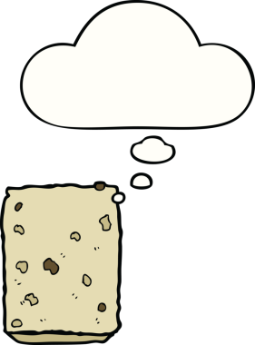 Bir insan tarafından çizilmiş düşünce balonlu bisküvi.