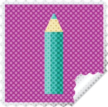 bir insan tarafından çizilmiş yeşil renkli kalem kare etiket