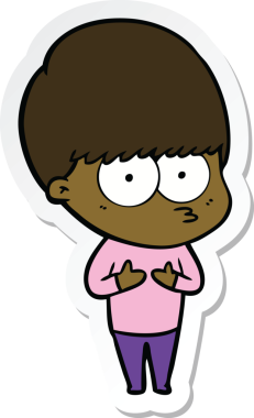 Bir insan tarafından çizilmiş sinirli bir çizgi film çocuğunun çıkartması.