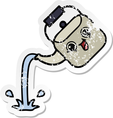 Bir insan tarafından çizilmiş tatlı bir karikatürün sıkıntılı çıkartması.