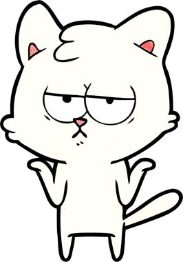 Bir insan tarafından çizilmiş sıkıcı çizgi film kedisi.