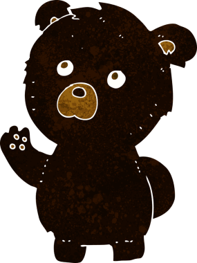 Bir insan tarafından çizilmiş siyah ayı sallayan çizgi film.