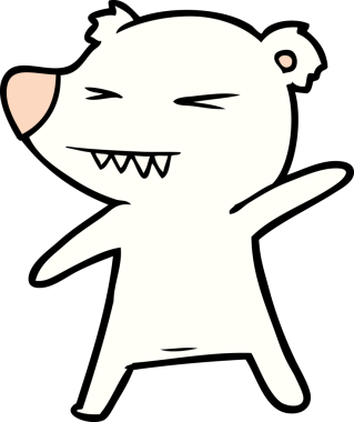 Bir insan tarafından çizilmiş kızgın kutup ayısı çizgi filmi.