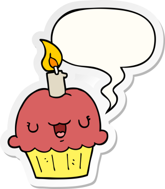 Bir insan tarafından çizilmiş baloncuk çıkartmalı çizgi film keki.