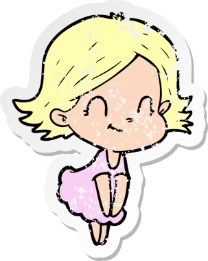 Bir insan tarafından çizilmiş, karikatür dostu bir kızın sıkıntılı çıkartması.