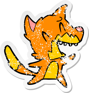 Bir insan tarafından çizilmiş gülen tilki çizgi filminin sıkıntılı çıkartması.